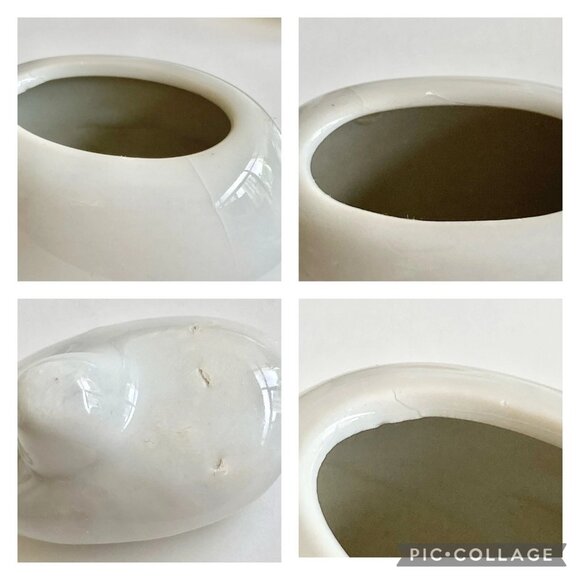 Miniature Doll House Ceramic China Tea Set Teapot Cup Saucer Duck Goose Geese - Picture 9 of 11